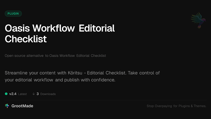 Oasis Workflow Editorial Checklist