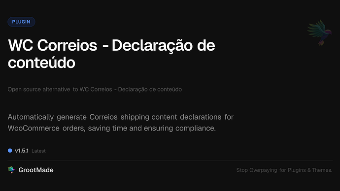 WC Correios - Declaração de conteúdo