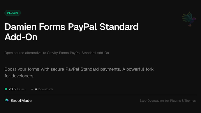 Damien Forms PayPal Standard Add-On