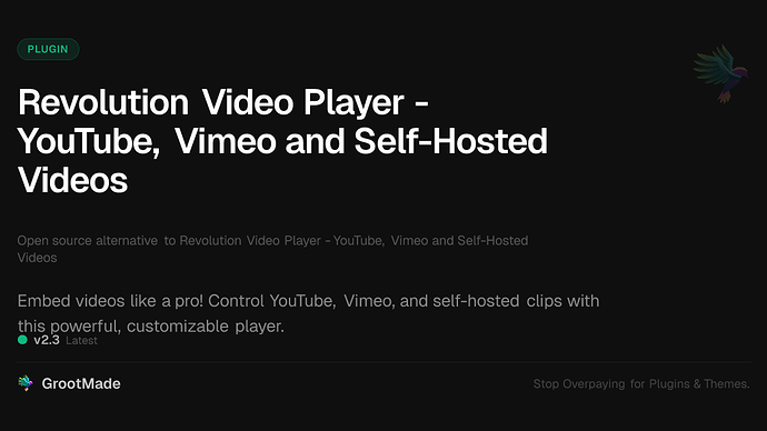 Revolution Video Player - YouTube, Vimeo and Self-Hosted Videos