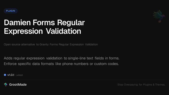 Damien Forms Regular Expression Validation