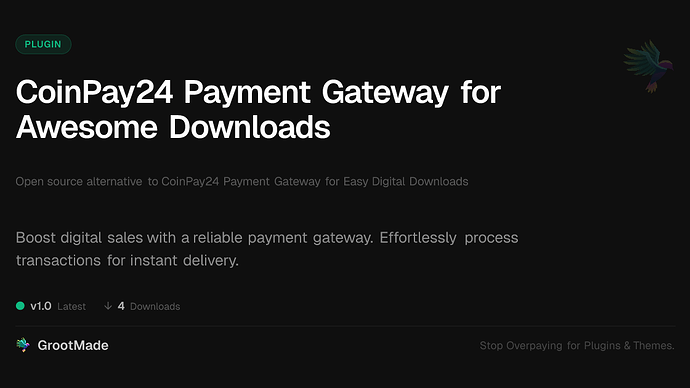 CoinPay24 Payment Gateway for Awesome Downloads