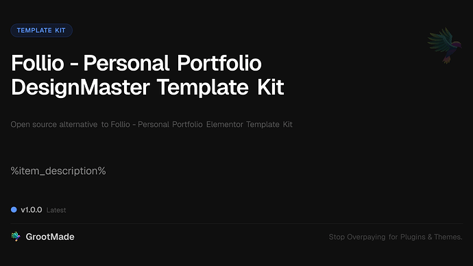 Follio - Personal Portfolio DesignMaster Template Kit