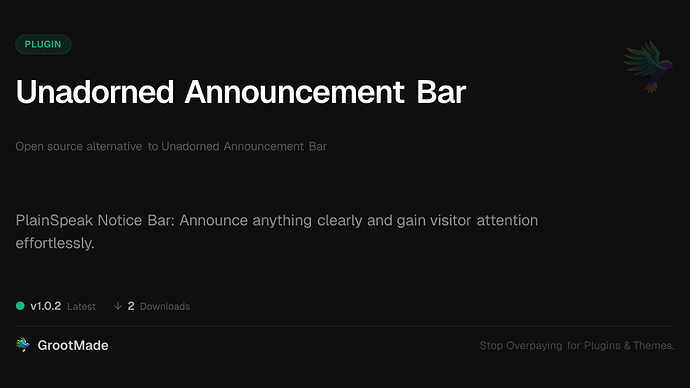 Unadorned Announcement Bar