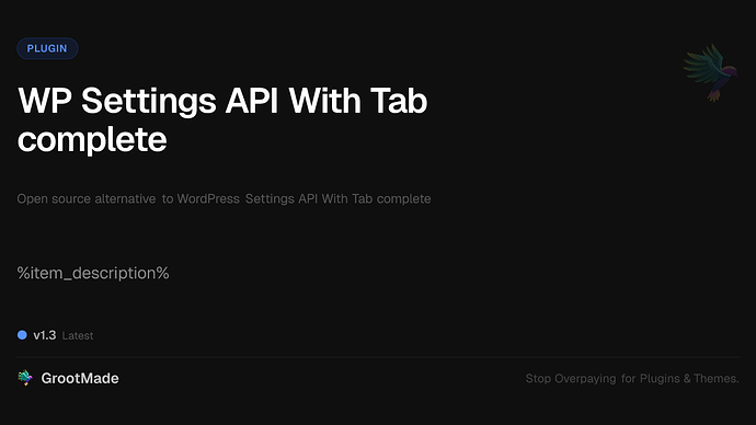 WP Settings API With Tab complete