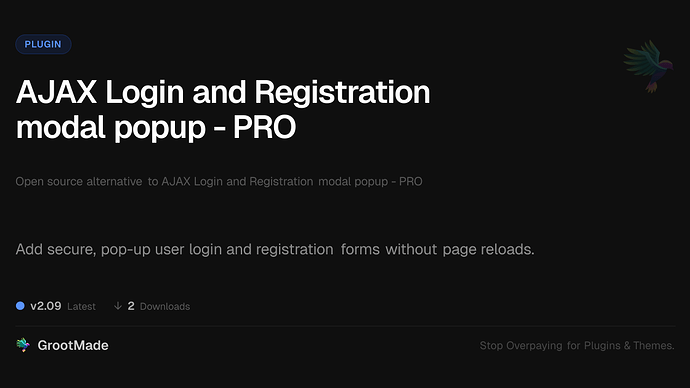 AJAX Login and Registration modal popup - PRO