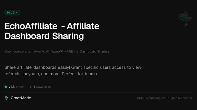EchoAffiliate - Affiliate Dashboard Sharing