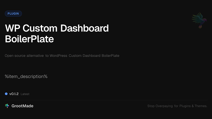 WP Custom Dashboard BoilerPlate