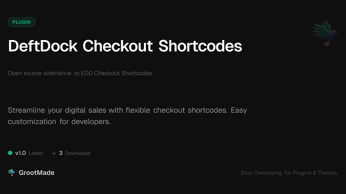 DeftDock Checkout Shortcodes