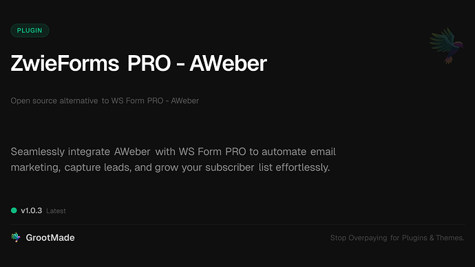ZwieForms PRO - AWeber
