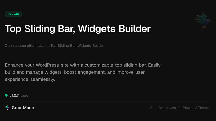 Top Sliding Bar, Widgets Builder