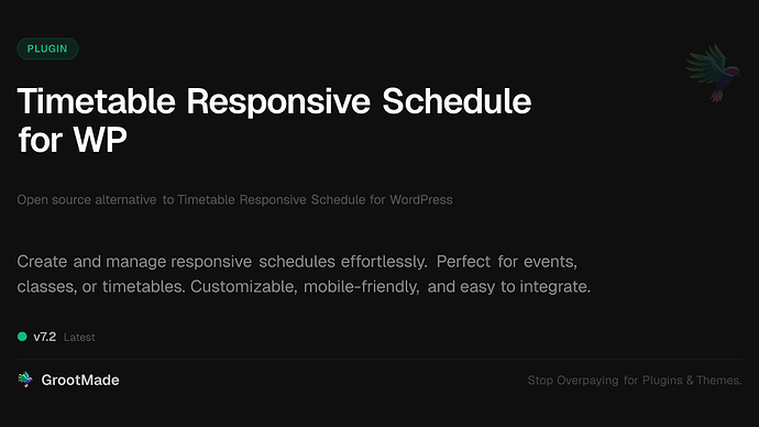 Timetable Responsive Schedule for WP