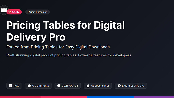 Pricing Tables for Awesome Downloads