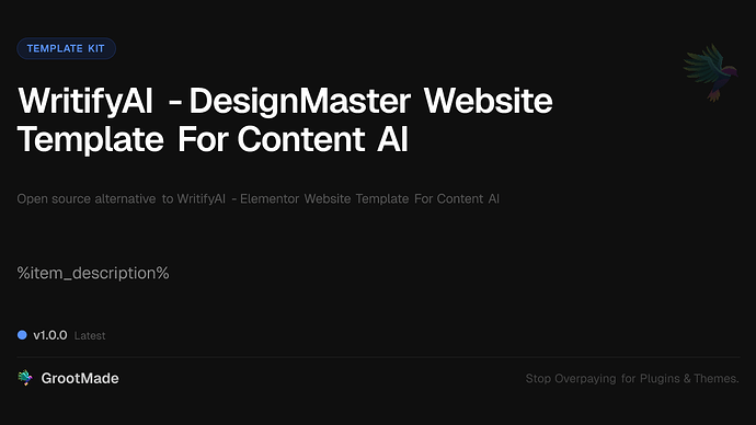 WritifyAI - DesignMaster Website Template For Content AI