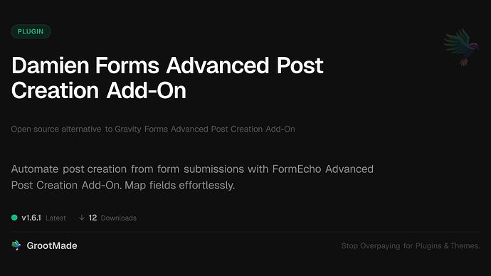 Damien Forms Advanced Post Creation Add-On