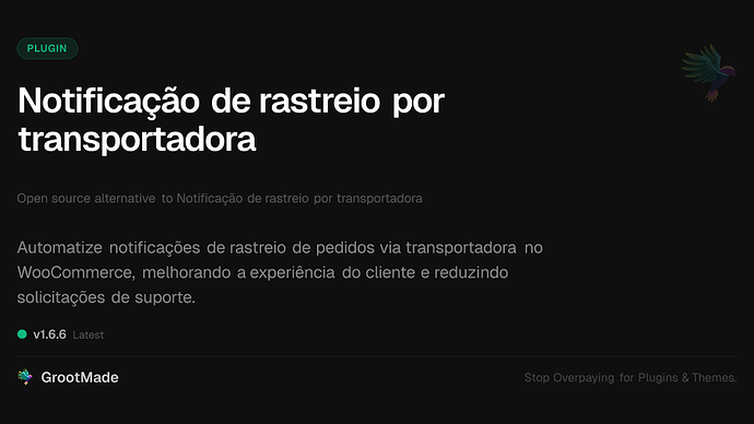 Notificação de rastreio por transportadora