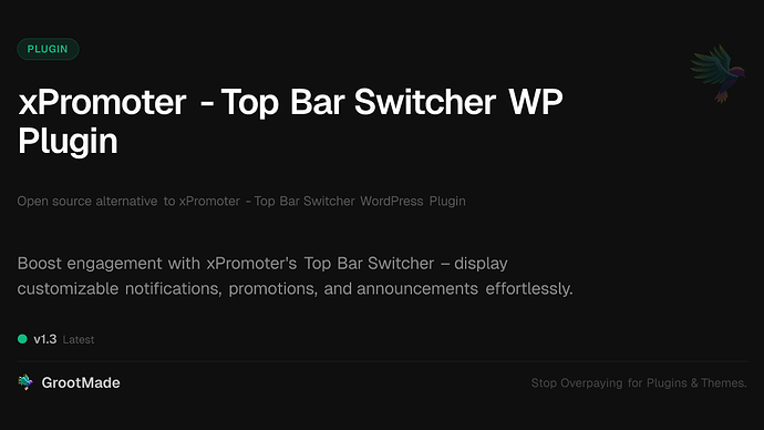 xPromoter - Top Bar Switcher WP Plugin