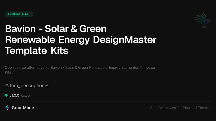 Bavion - Solar & Green Renewable Energy DesignMaster Template Kits