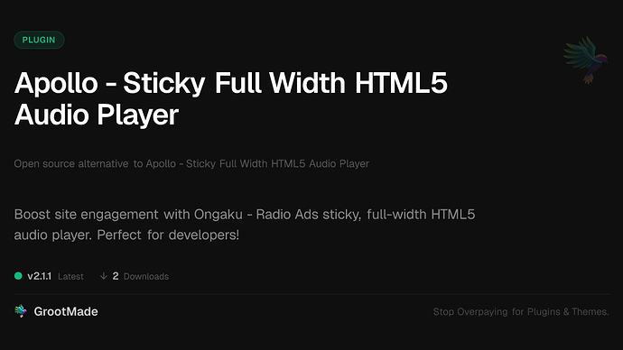 Apollo - Sticky Full Width HTML5 Audio Player