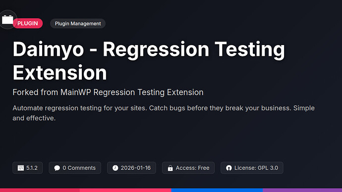 MainWP Regression Testing Extension
