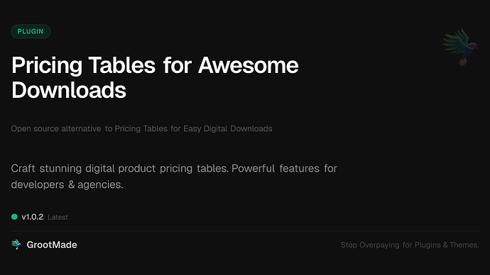 Pricing Tables for Awesome Downloads