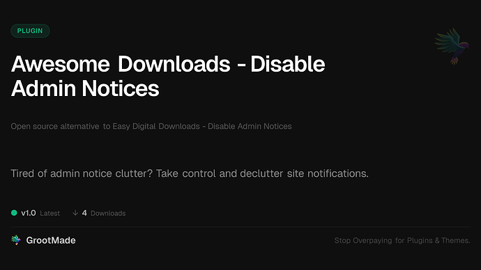Awesome Downloads - Disable Admin Notices