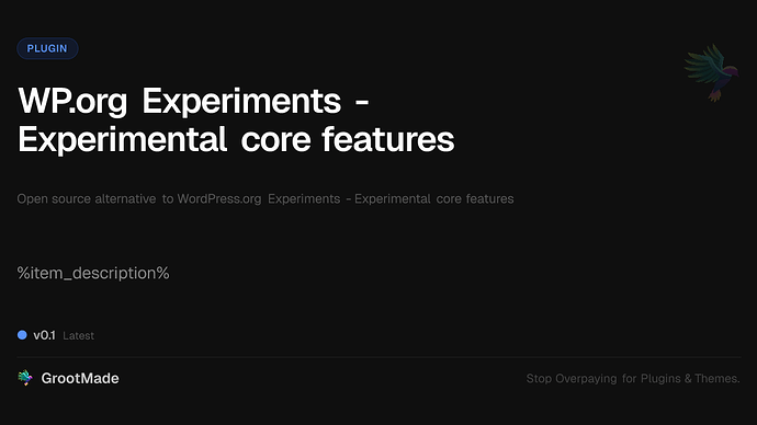 WP.org Experiments - Experimental core features