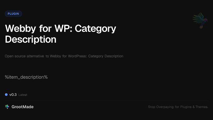 Webby for WP: Category Description