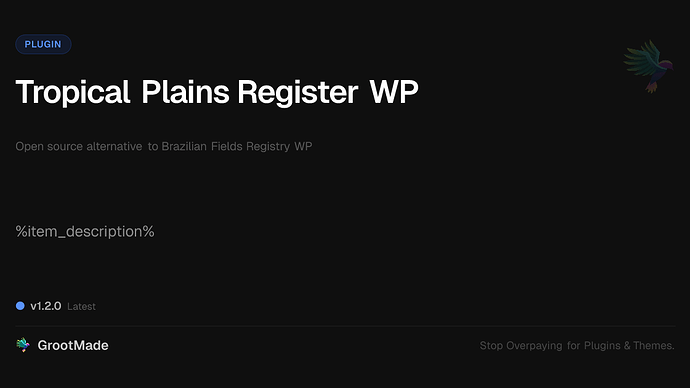 Tropical Plains Register WP