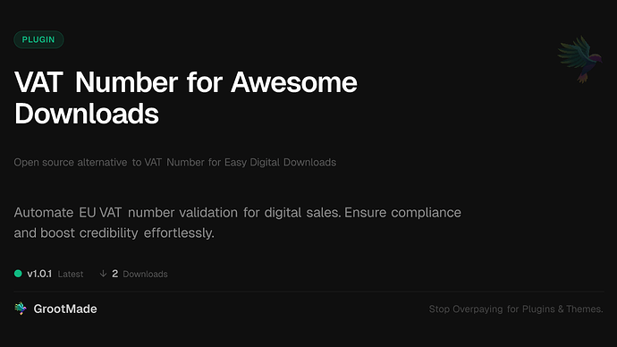 VAT Number for Awesome Downloads