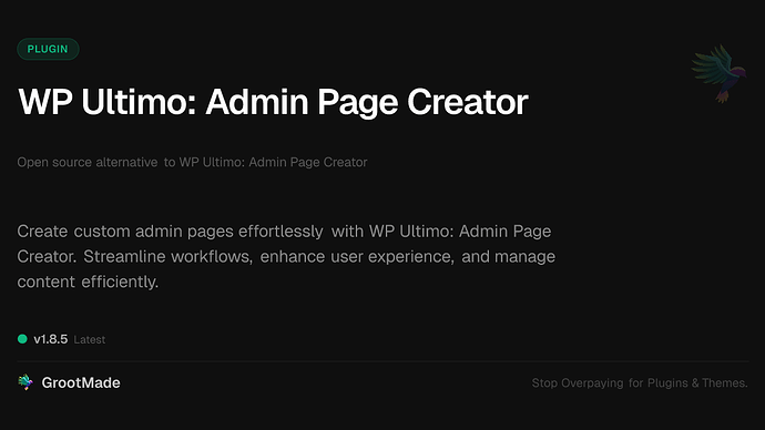 WP Ultimo: Admin Page Creator