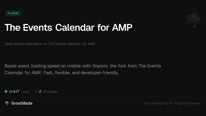 The Events Calendar for AMP