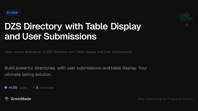 DZS Directory with Table Display and User Submissions