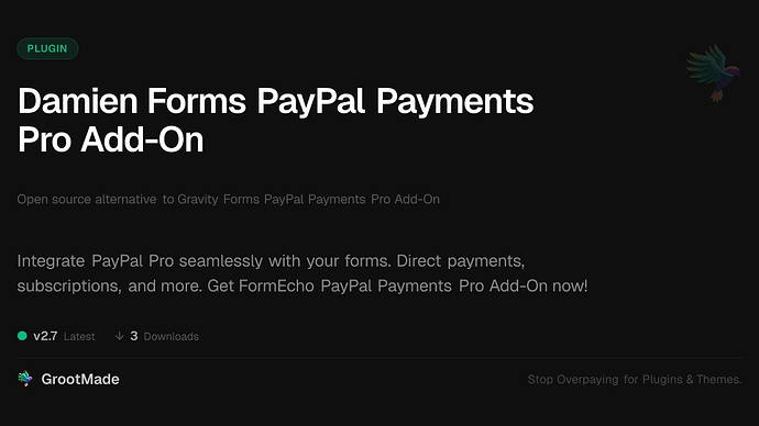 Damien Forms PayPal Payments Pro Add-On