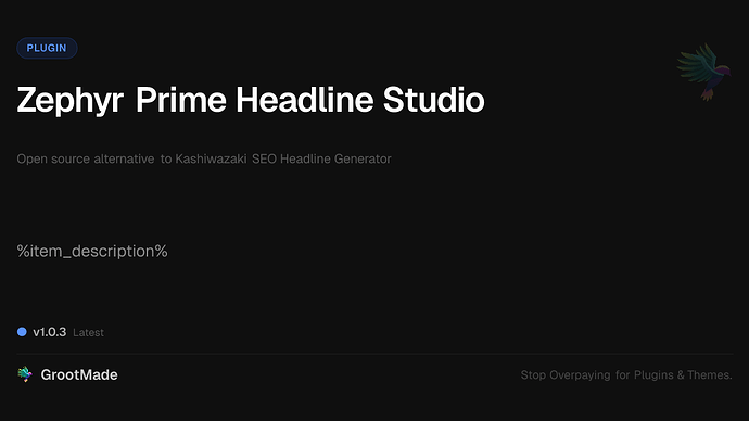 Zephyr Prime Headline Studio