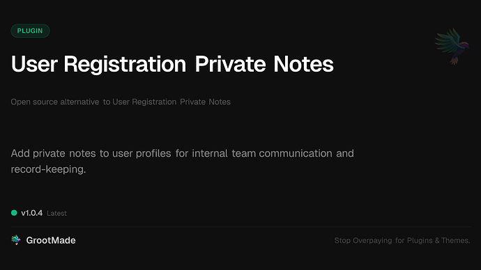 User Registration Private Notes