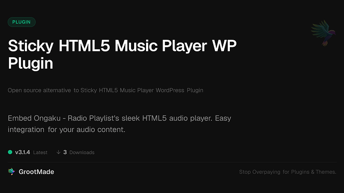 Sticky HTML5 Music Player WP Plugin