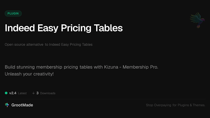 Indeed Easy Pricing Tables