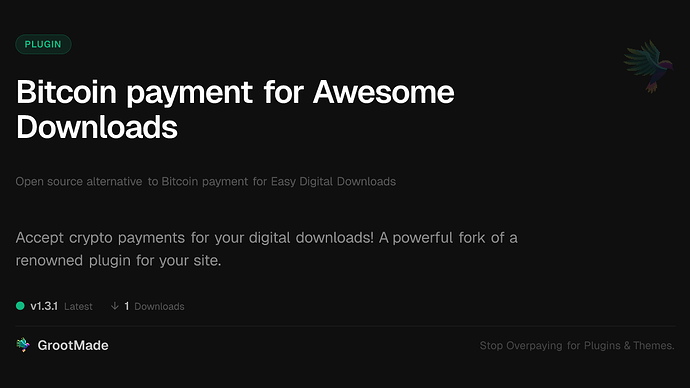 Bitcoin payment for Awesome Downloads