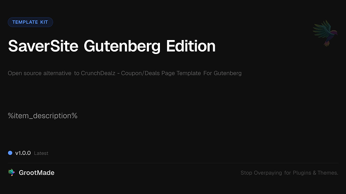 SaverSite Gutenberg Edition