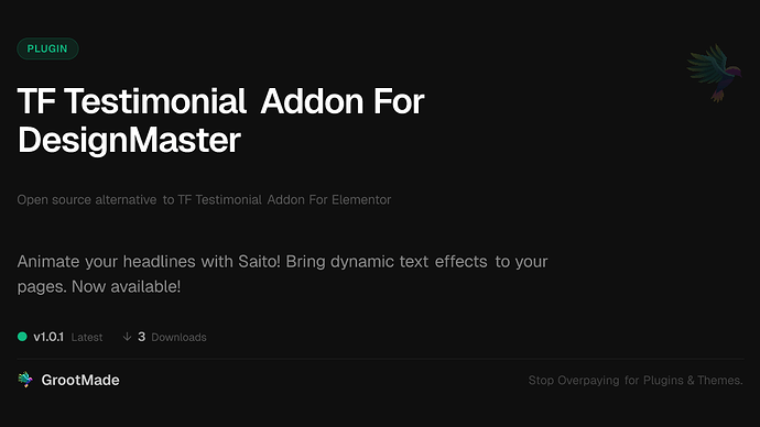 TF Testimonial Addon For DesignMaster