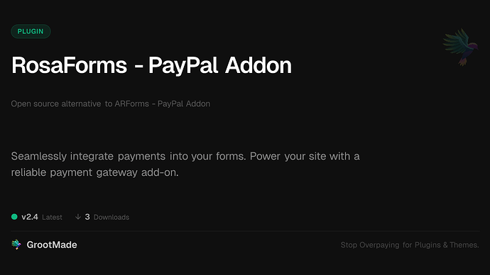 RosaForms - PayPal Addon