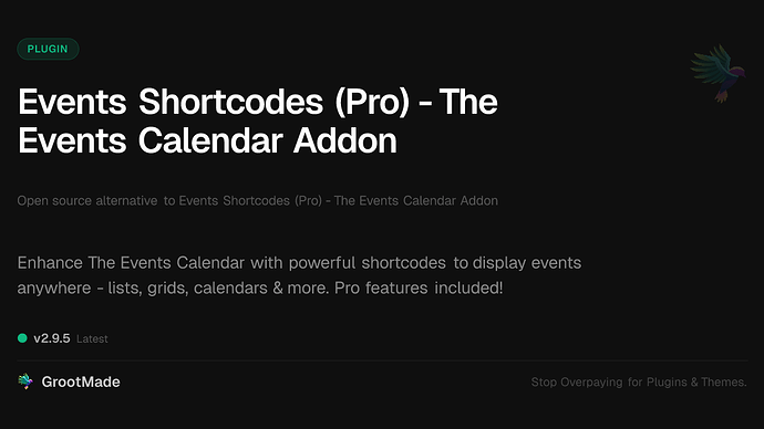 Events Shortcodes (Pro) - The Events Calendar Addon