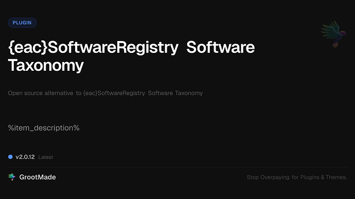 {eac}SoftwareRegistry Software Taxonomy
