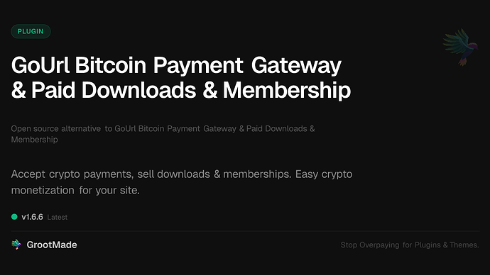 GoUrl Bitcoin Payment Gateway & Paid Downloads & Membership