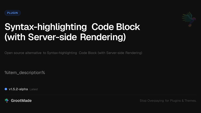 Syntax-highlighting Code Block (with Server-side Rendering)