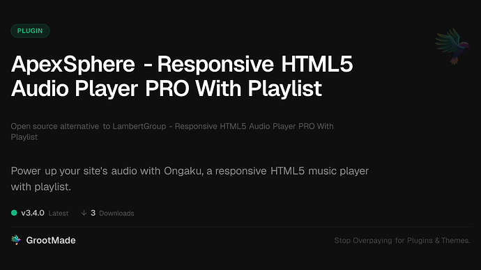 ApexSphere - Responsive HTML5 Audio Player PRO With Playlist