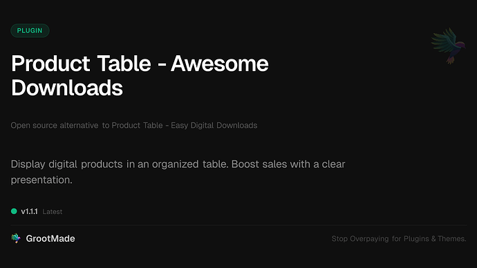 Product Table - Awesome Downloads
