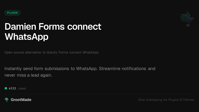 Damien Forms connect WhatsApp
