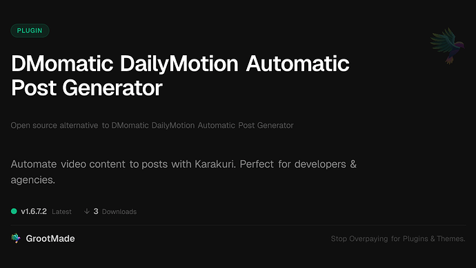 DMomatic DailyMotion Automatic Post Generator